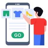Realistic image of a modern tablet displaying a clean and well-designed e-commerce website.
